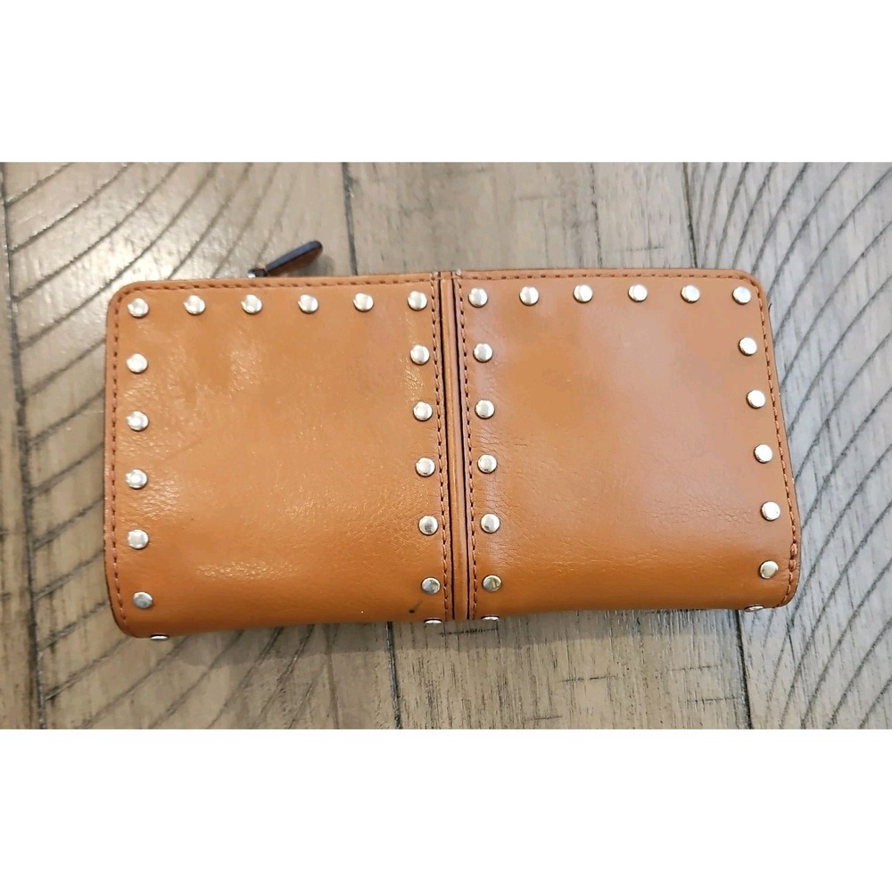 Vintage Michael Kors Astor Brown Studded Leather Wallet Edgy Rock Luxe Timeless - Picture 3 of 16